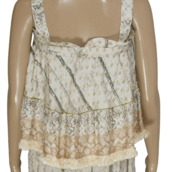 Anannasa Serp Jumpsuit With Sash Belt Printed Fringes NWT S - Picture 4 of 6